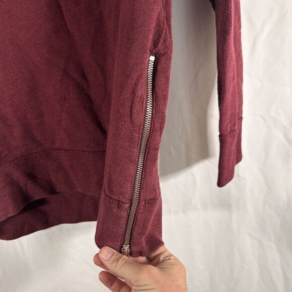 J. Crew Sweater Women's Small Red Burgundy Crew Neck Long Sleeve Side Zip - Picture 5 of 10